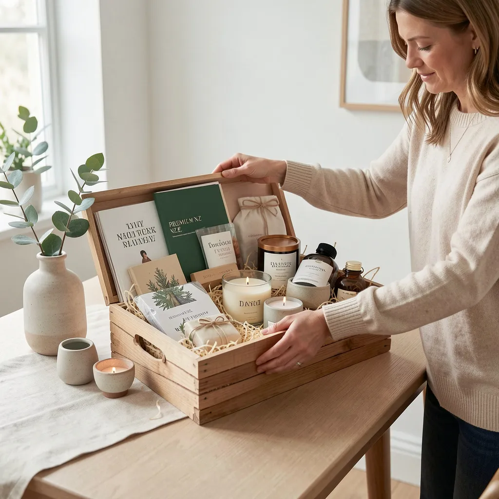 Styled hamper in a modern living space