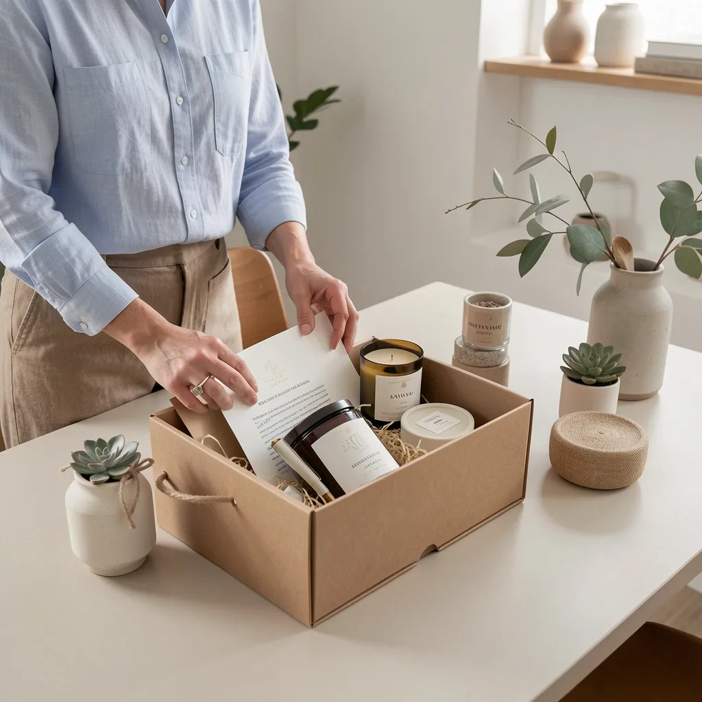 Gift hamper in Nordic interior setting