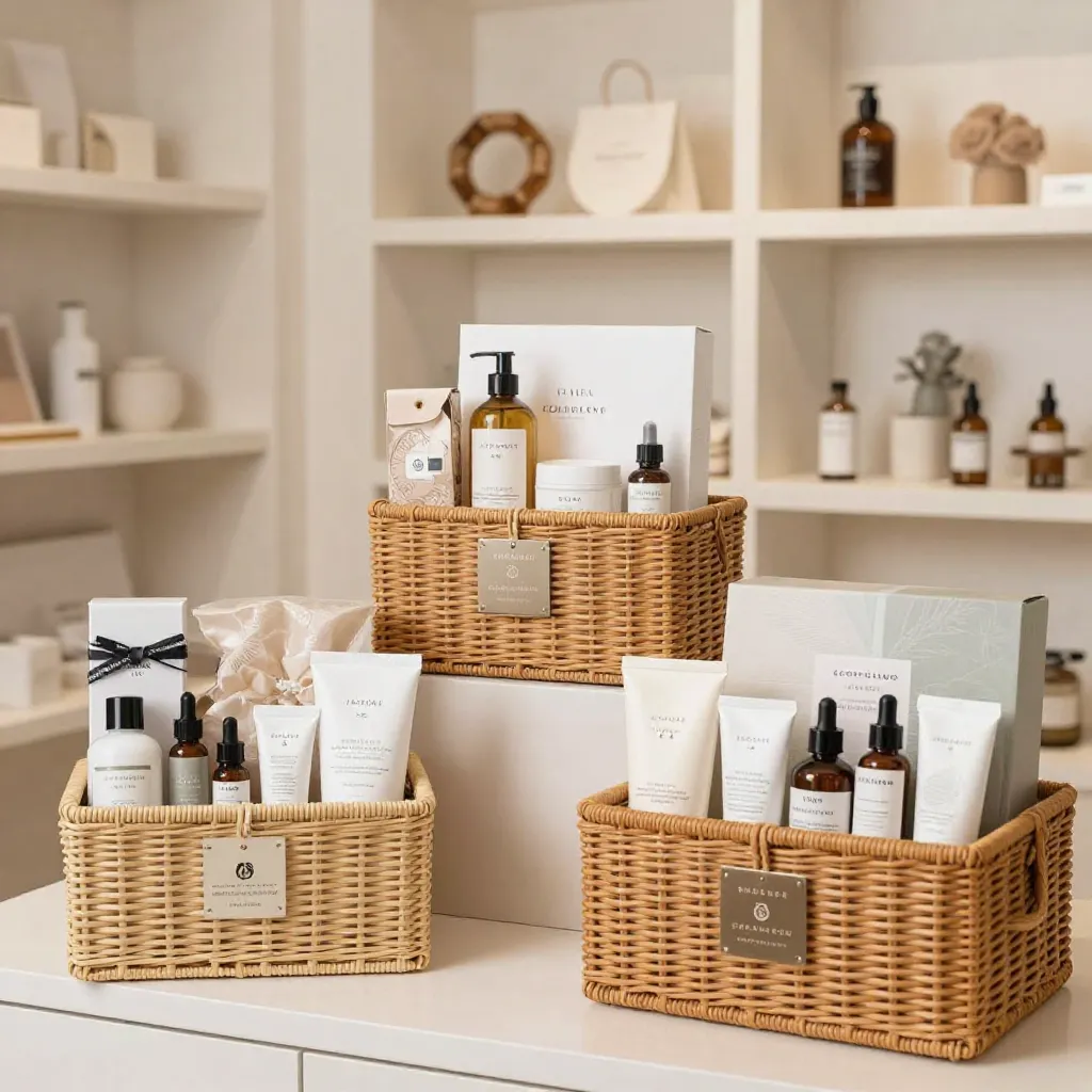 Luxury hamper display with gold detail