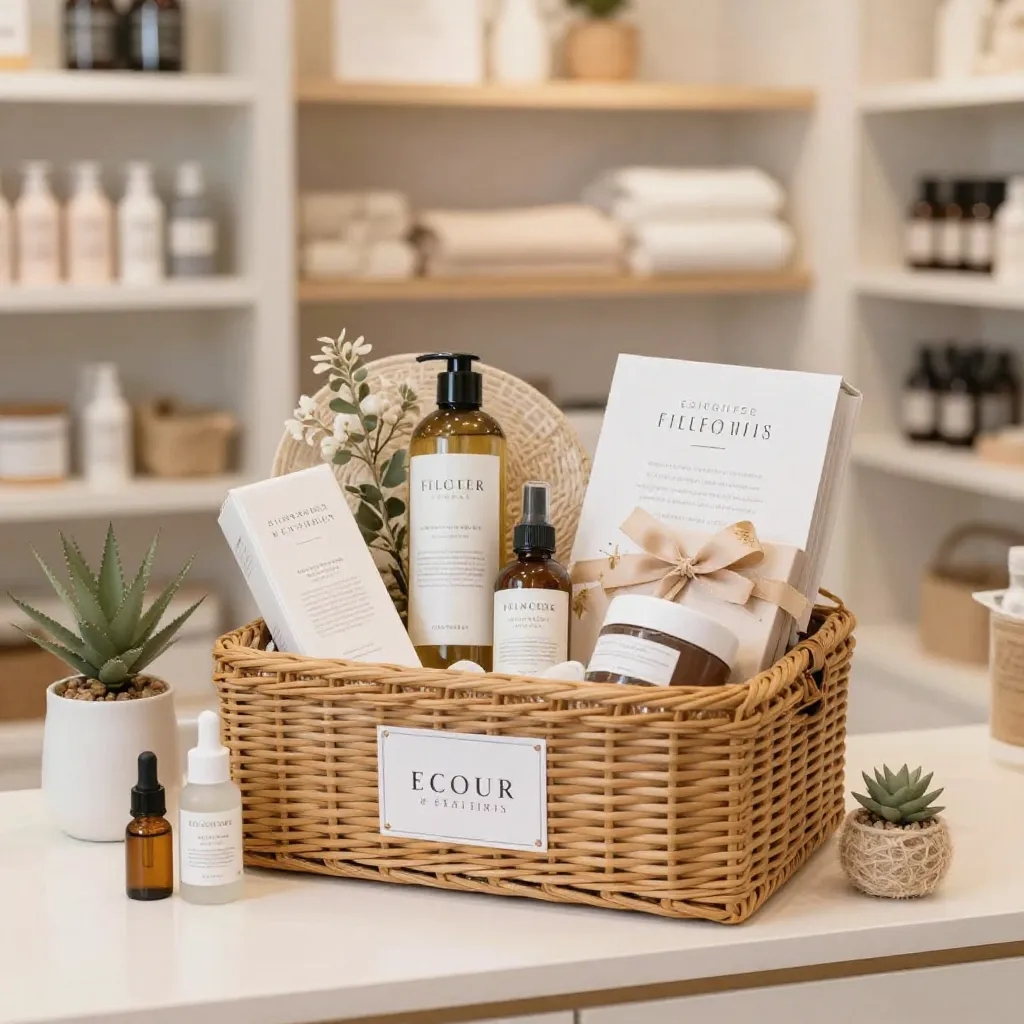 Curated hamper with linen and ribbon